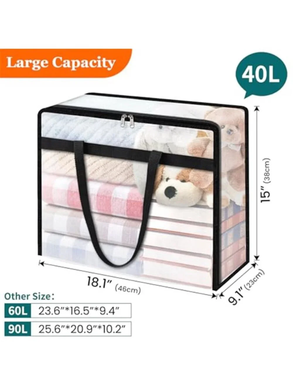 Clear Storage Bags 6 Pack Zippered Plastic Blanket Comforter Under Bed Closet
